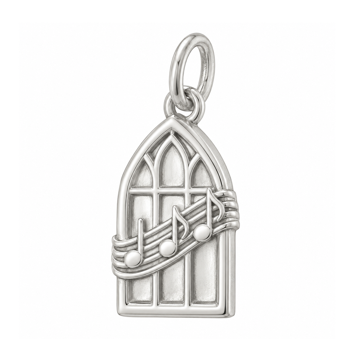 Music Notes and Church Window Charm — Silver — 50-works-silver-20260916-167