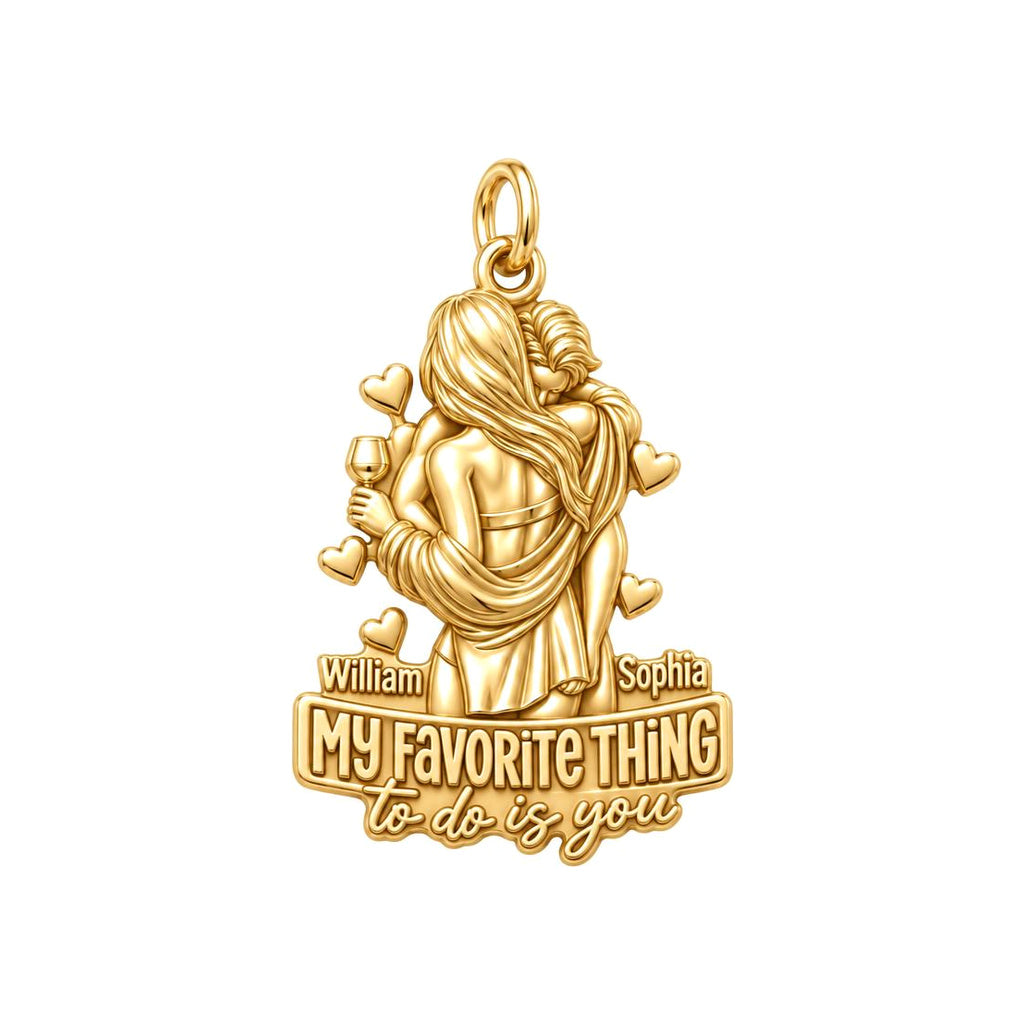 My Favorite Thing Charm Bracelet – Personalized Couple Gift – 18K gold plated 3 cm charm, front view