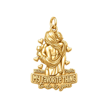 My Favorite Thing Charm Bracelet – Personalized Couple Gift – 18K gold plated 3 cm charm, front view