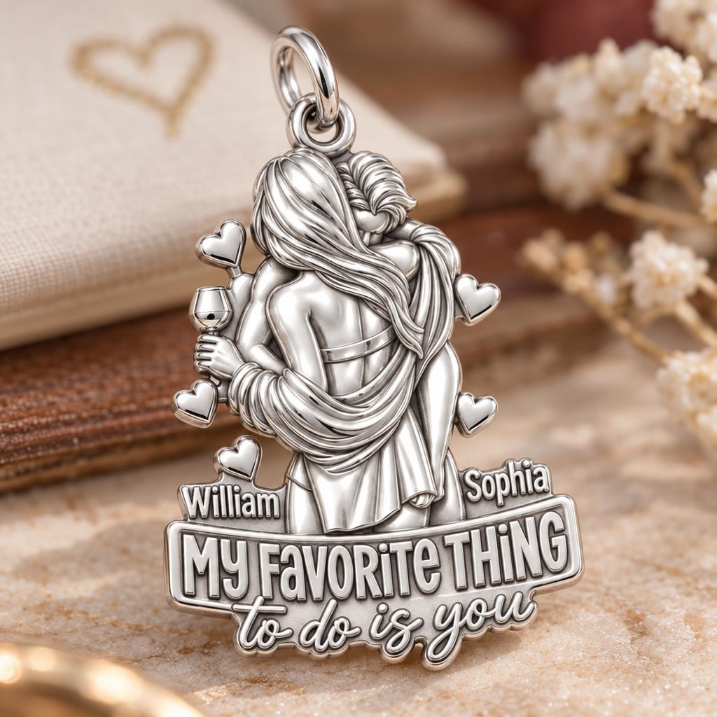 My Favorite Thing Charm Bracelet – Personalized Couple Gift – macro detail of the charm