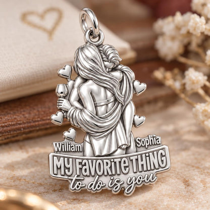 My Favorite Thing Charm Bracelet – Personalized Couple Gift – macro detail of the charm