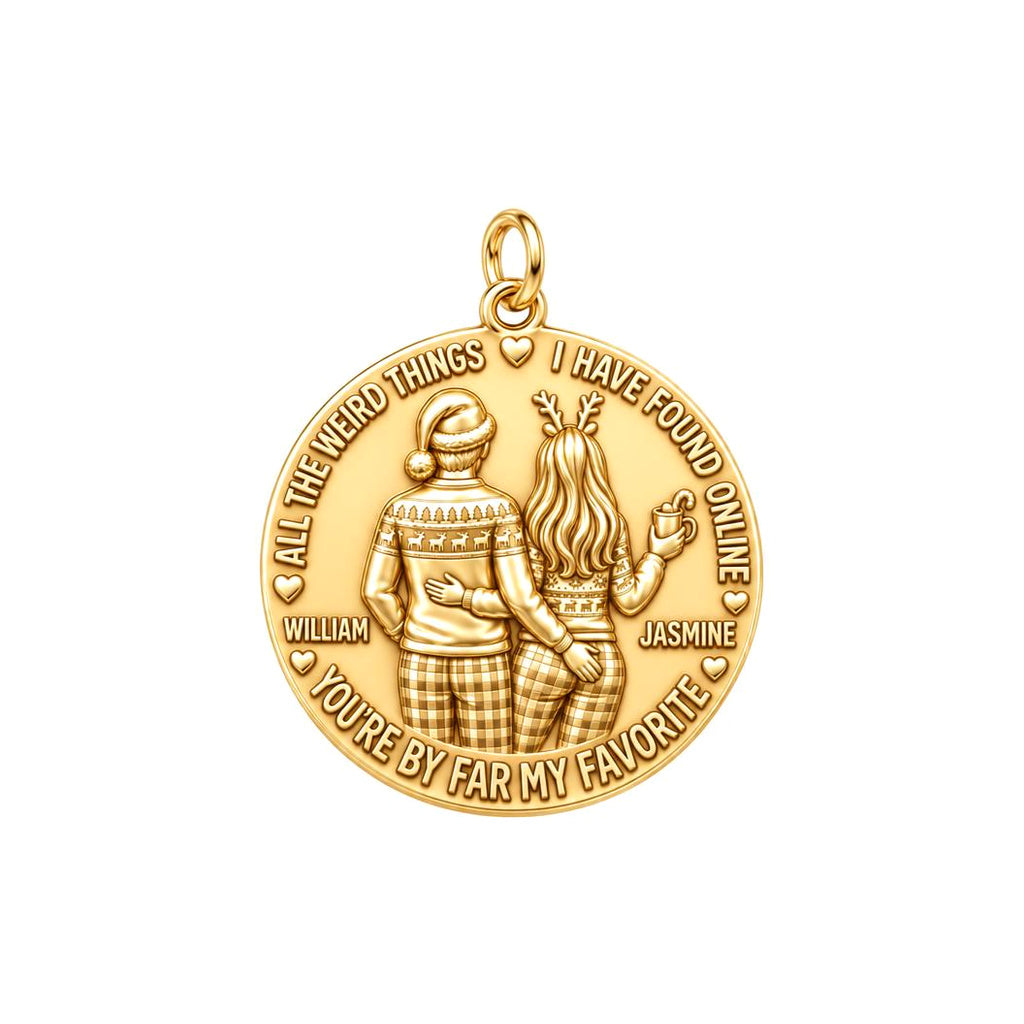 My Favorite Weird Find Charm Bracelet – Personalized Couple Gift – 18K gold plated 2 cm charm, front view