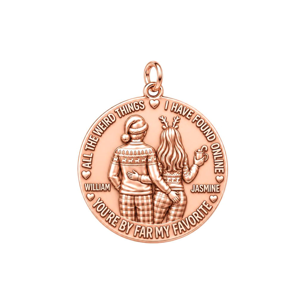 My Favorite Weird Find Charm Bracelet – Personalized Couple Gift – rose gold 2 cm charm, front view