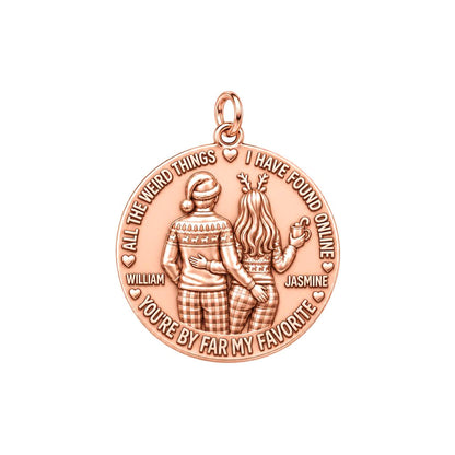 My Favorite Weird Find Charm Bracelet – Personalized Couple Gift – rose gold 2 cm charm, front view