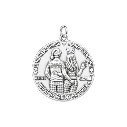 My Favorite Weird Find Charm Bracelet – Personalized Couple Gift – silver plated 2 cm charm, front view