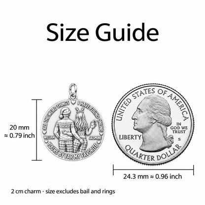 My Favorite Weird Find Charm Bracelet – Personalized Couple Gift – size guide, 2 cm charm next to a quarter