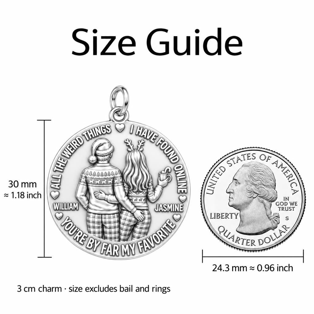 My Favorite Weird Find Charm Bracelet Set – size guide, 13 mm charm next to a quarter