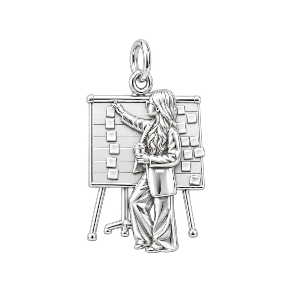 My GirlBoss Charm Bracelet – Personalized Woman Gift – silver charm, front view
