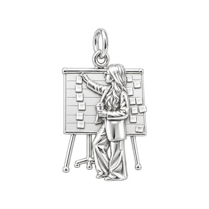My GirlBoss Charm Bracelet – Personalized Woman Gift – silver charm, front view