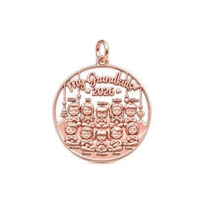 My Grandkids Circle of Love Charm Bracelet – Personalized Nana Gift – rose gold 3 cm charm, front view