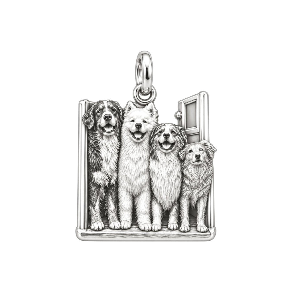 My Paws, My Family Door Charm Bracelet – Personalized Dog Mom Gift – silver charm, front view