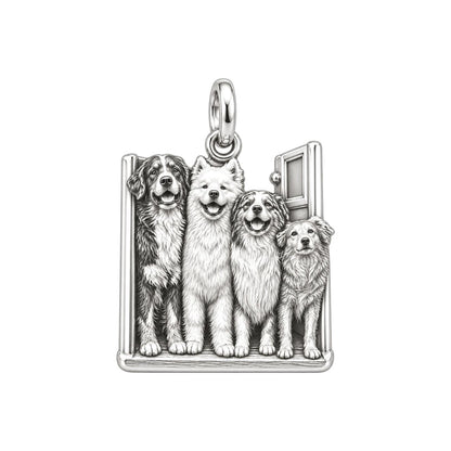My Paws, My Family Door Charm Bracelet – Personalized Dog Mom Gift – silver charm, front view