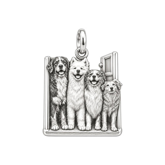 My Paws, My Family Door Charm Bracelet – Personalized Dog Mom Gift – silver charm, front view