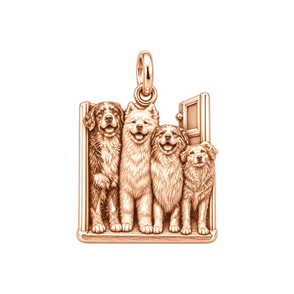 My Paws, My Family Door Charm Bracelet – Personalized Dog Mom Gift – rose gold charm, front view
