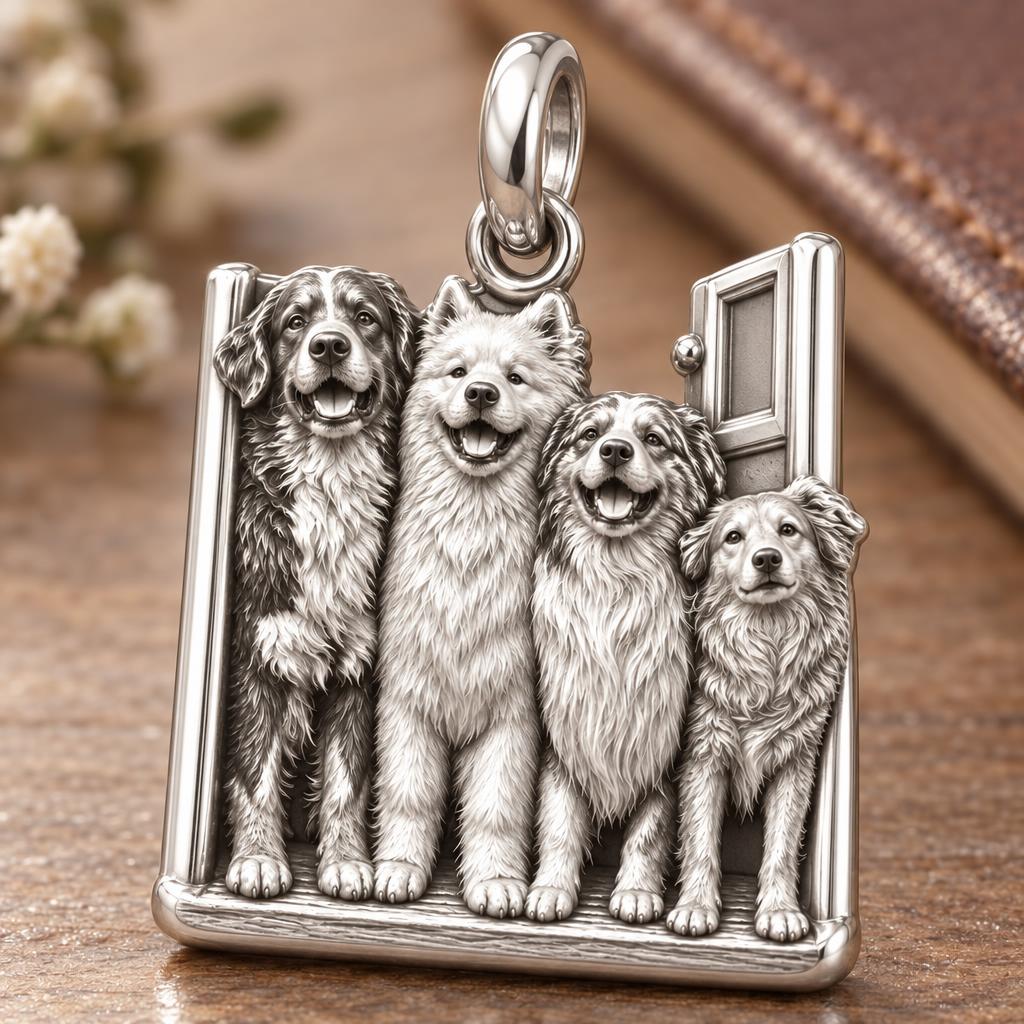 My Paws, My Family Door Charm Bracelet – Personalized Dog Mom Gift – macro detail of the charm