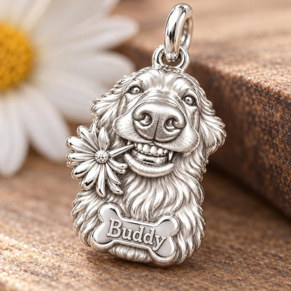 My Silly Dog Portrait Charm Bracelet – Personalized Dog Mom Gift – macro detail of the charm