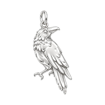 Mystic Raven Sentinel Charm Bracelet – Personalized Nature Gift – silver charm, front view