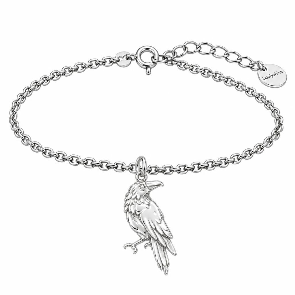 Mystic Raven Sentinel Charm Bracelet Set – silver, front view