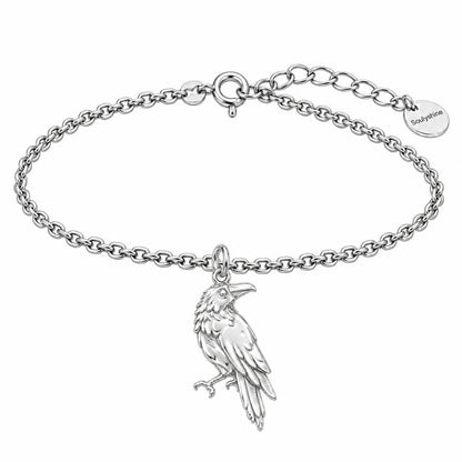Mystic Raven Sentinel Charm Bracelet Set – silver, front view