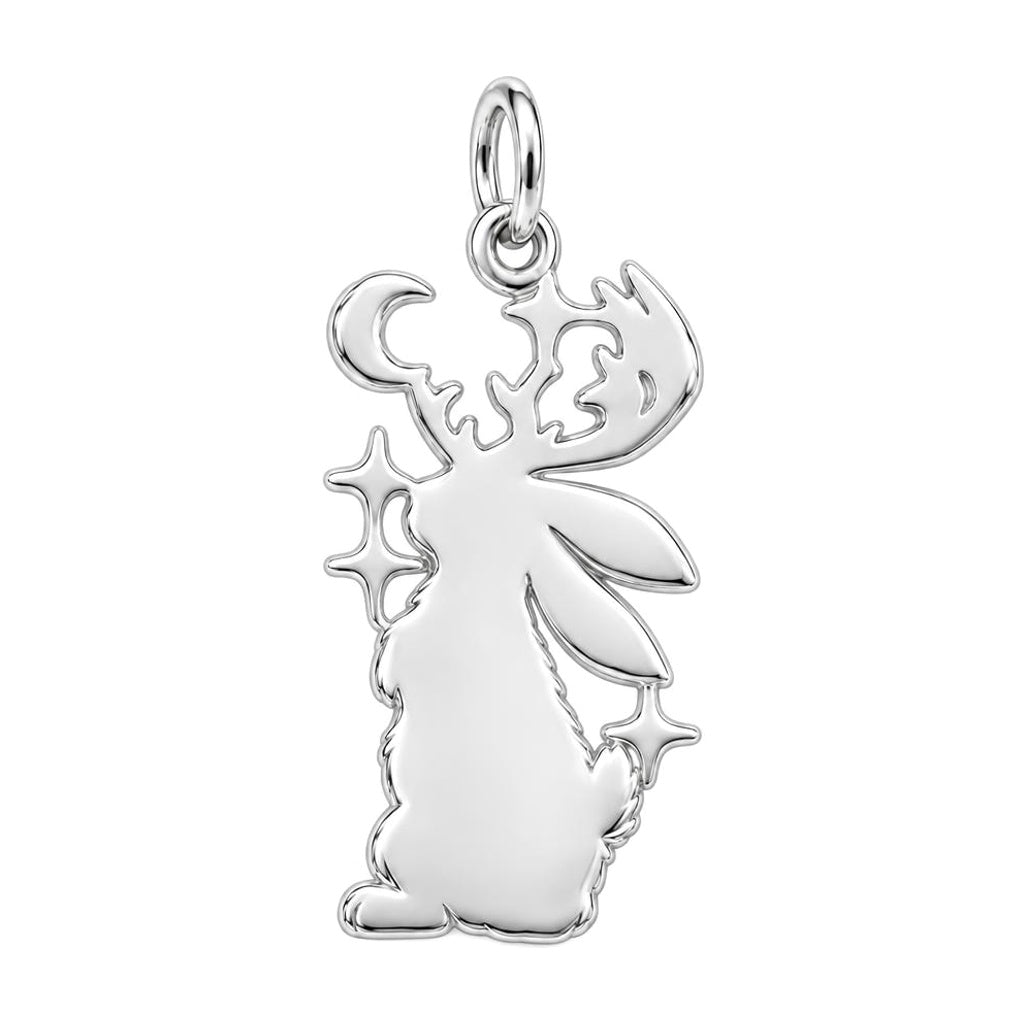 Mystical Jackalope Moon Charm Bracelet – Personalized Mom Gift – back of the charm, engraving area