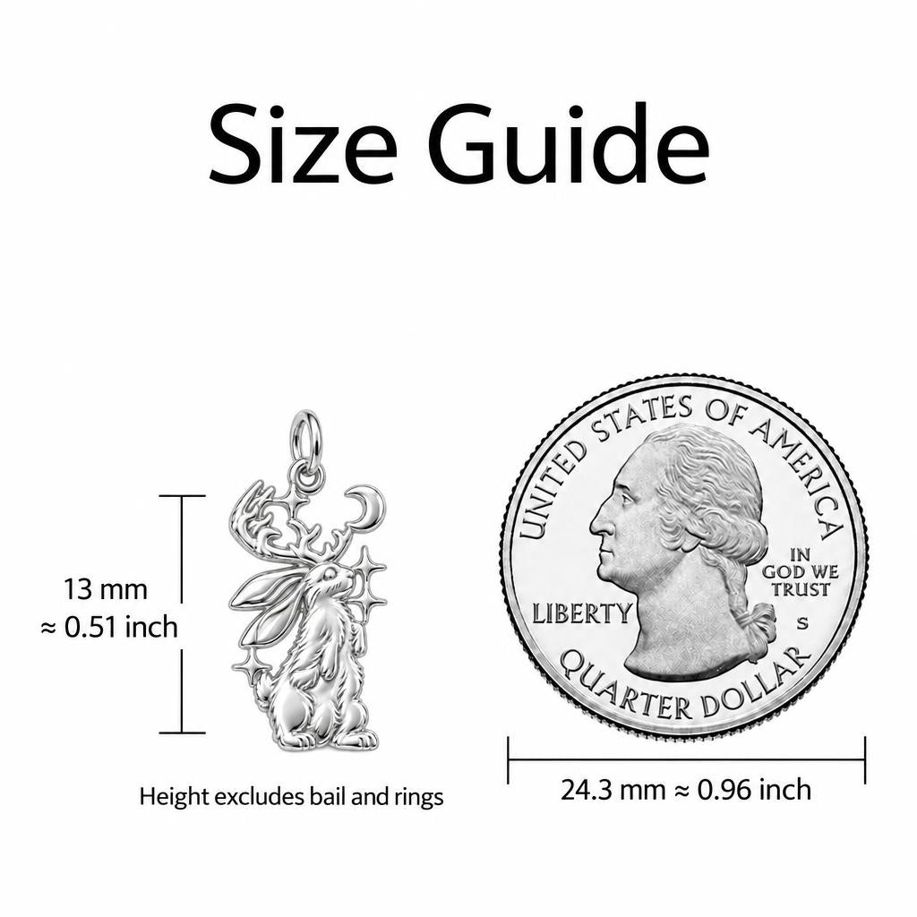 Mystical Jackalope Moon Charm Bracelet – Personalized Mom Gift – size guide, 13 mm charm next to a quarter