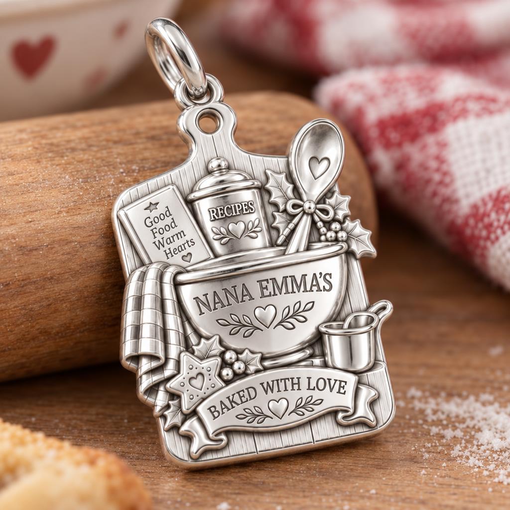 Nana's Heartfelt Kitchen Charm Bracelet – Personalized Gift – macro detail of the charm