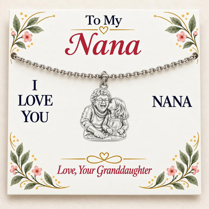 Nana's Sweetest Hug Charm Bracelet Set – silver, on its message card