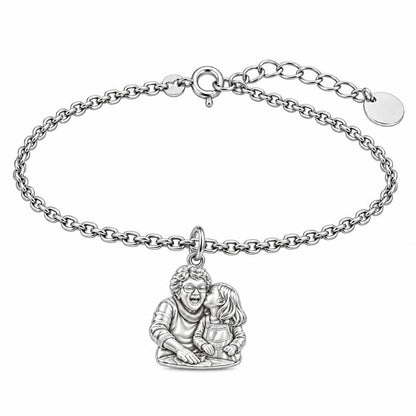 Nana's Sweetest Hug Charm Bracelet Set – silver, front view