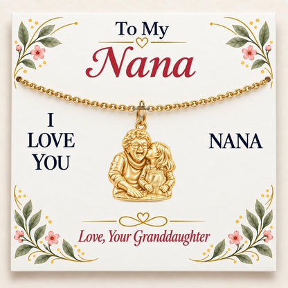 Nana's Sweetest Hug Charm Bracelet Set – 18K gold, on its message card