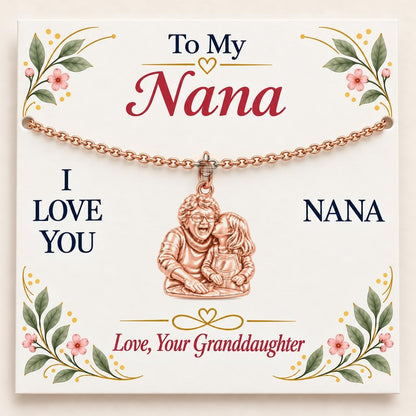 Nana's Sweetest Hug Charm Bracelet Set – rose gold, on its message card