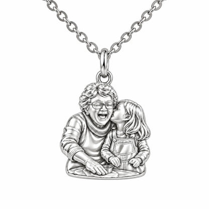 Nana's Sweetest Hug Charm Necklace Set – silver, front view