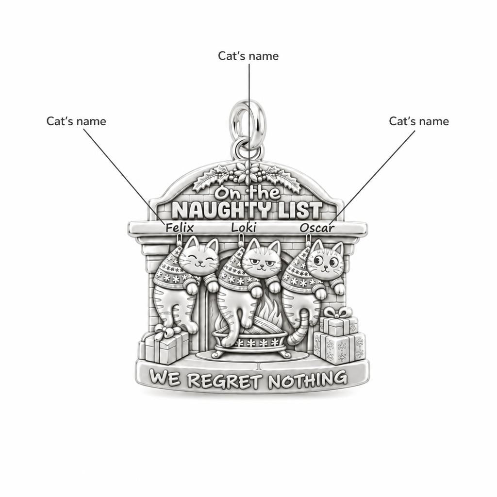 Naughty List Cats Charm Bracelet – Personalized Cat Mom Gift – size guide, 3 cm charm next to a quarter