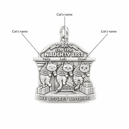 Naughty List Cats Charm Bracelet – Personalized Cat Mom Gift – size guide, 3 cm charm next to a quarter