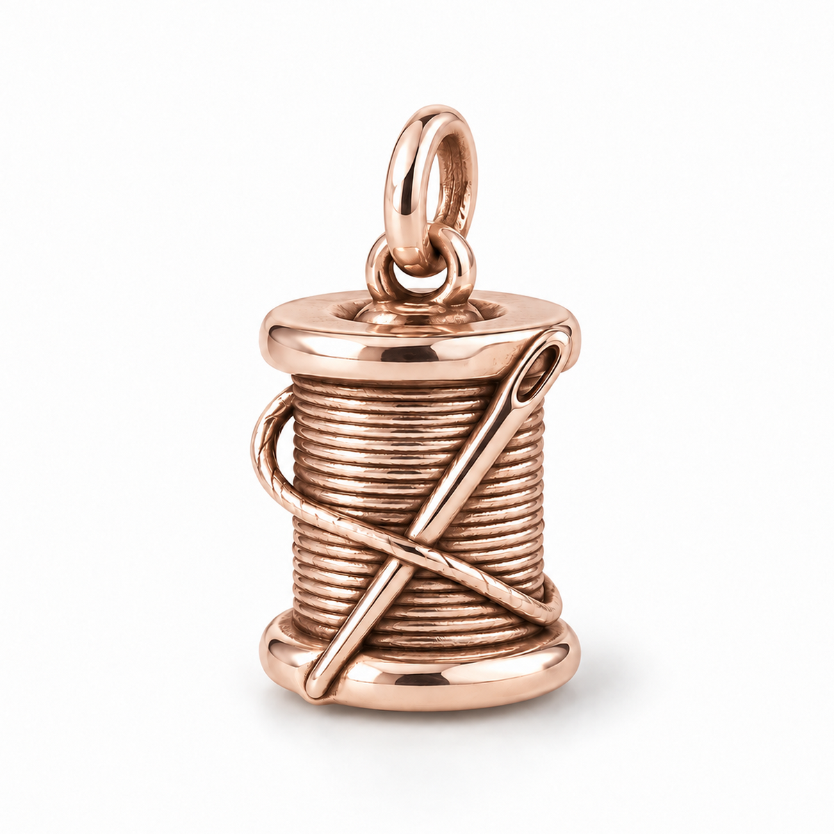 Needle & Thread Spool Charm — Rose Gold | charm-topics-remaining-444-2026-09-14 | topic-227