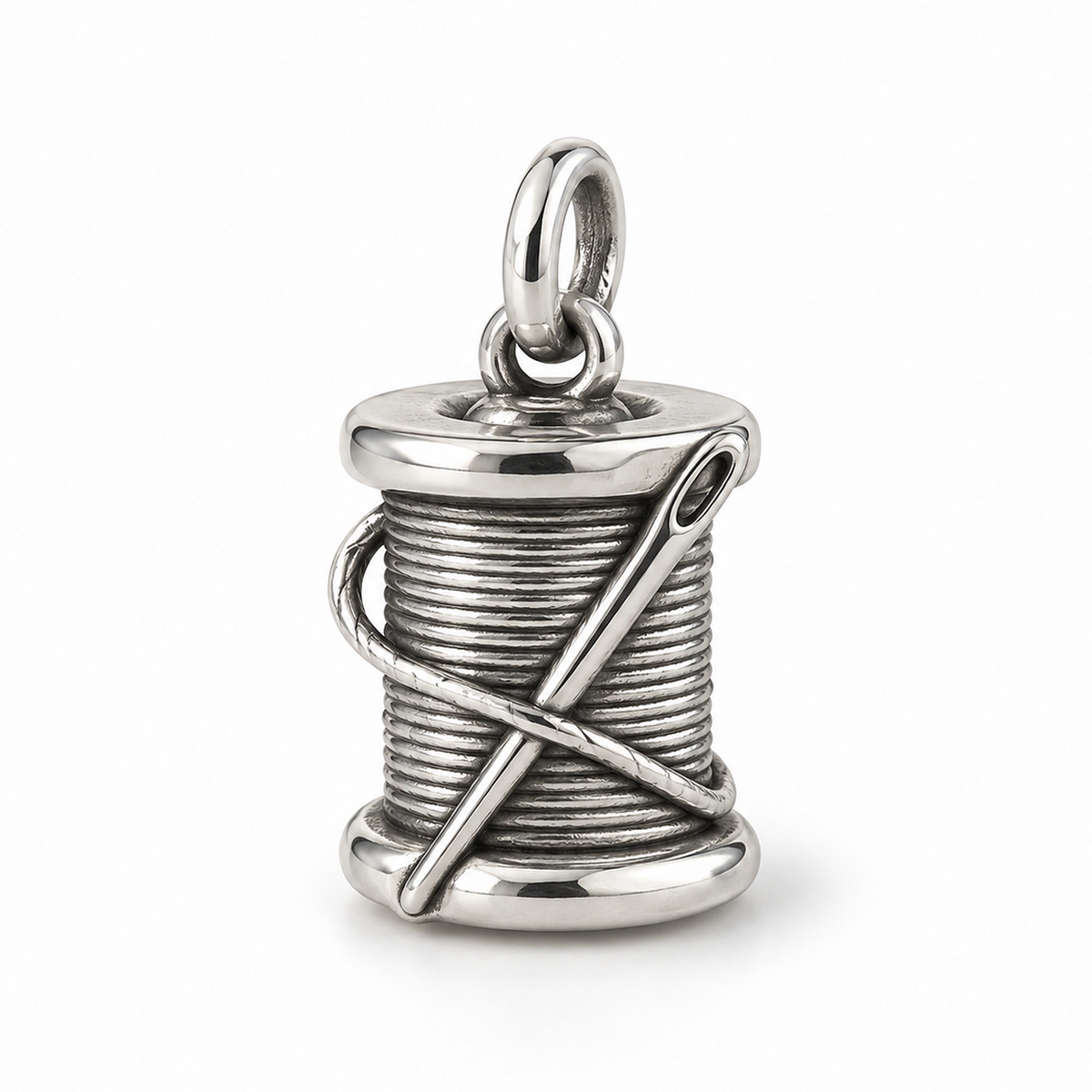 Needle & Thread Spool Charm — Silver | charm-topics-remaining-444-2026-09-14 | topic-227