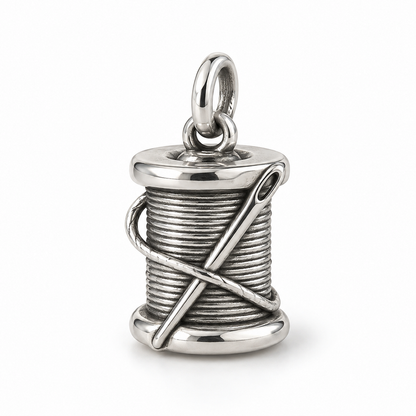 Needle & Thread Spool Charm — Silver | charm-topics-remaining-444-2026-09-14 | topic-227