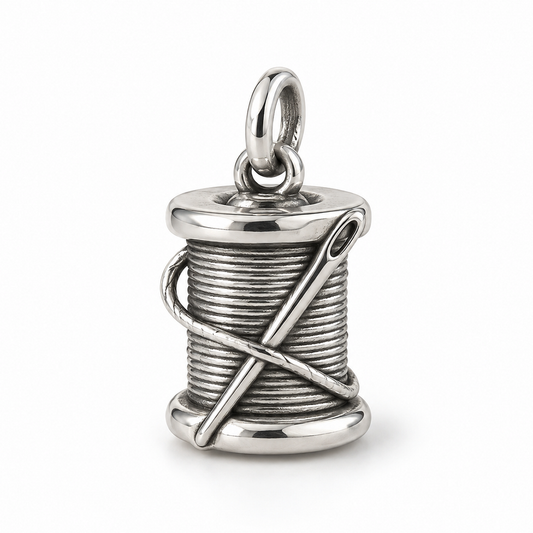 Needle & Thread Spool Charm — Silver | charm-topics-remaining-444-2026-09-14 | topic-227
