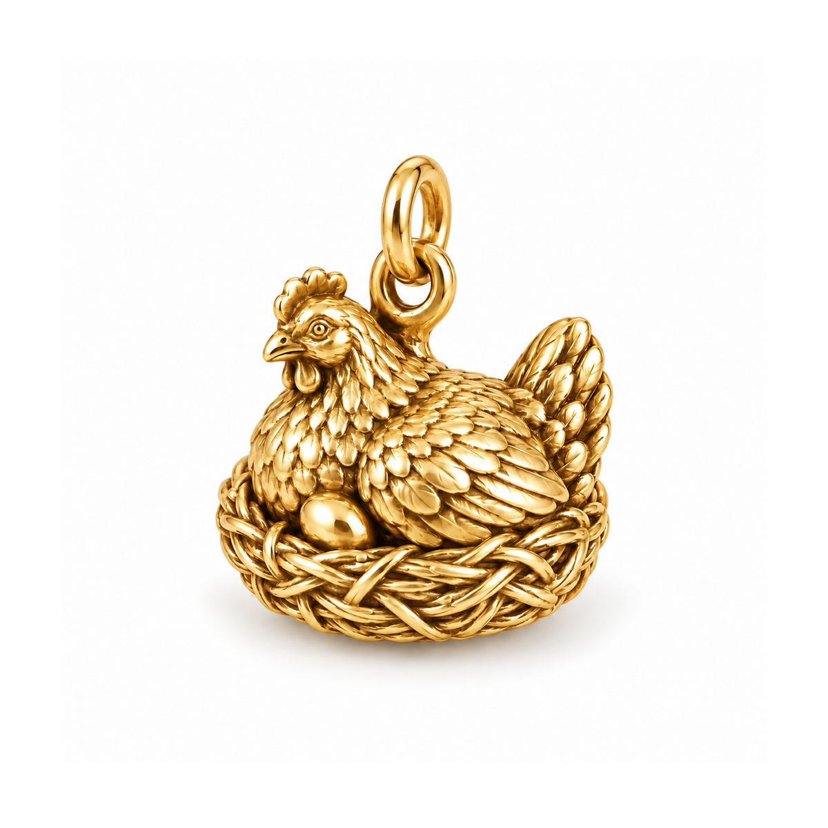 Nesting Hen Charm — Gold | charm-topics-remaining-444-2026-09-14 | topic-293