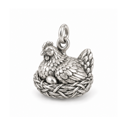 Nesting Hen Charm — Silver | charm-topics-remaining-444-2026-09-14 | topic-293