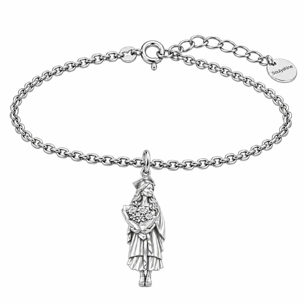 New Horizons Graduate Charm Bracelet Set – silver, front view
