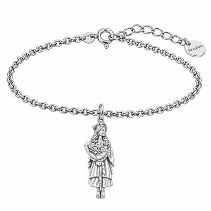 New Horizons Graduate Charm Bracelet Set – silver, front view