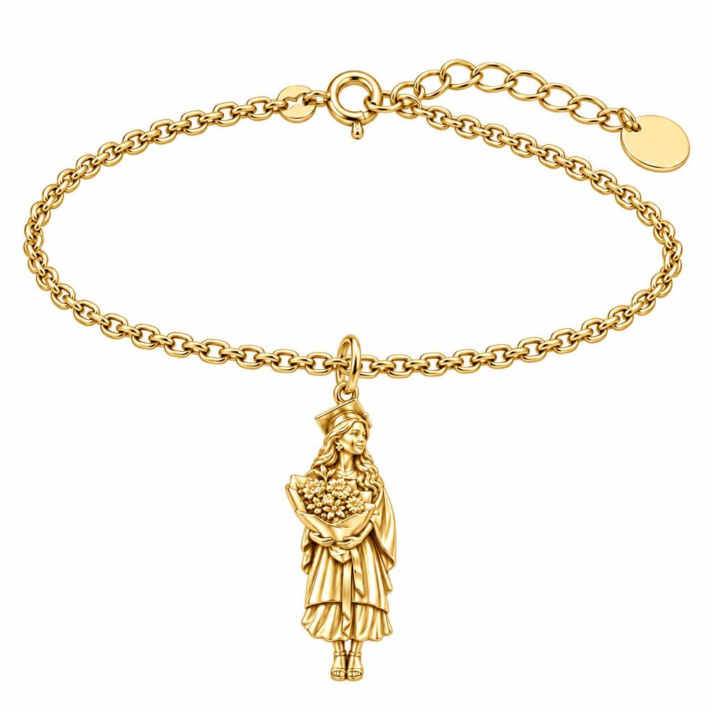 New Horizons Graduate Charm Bracelet Set – 18K gold, front view