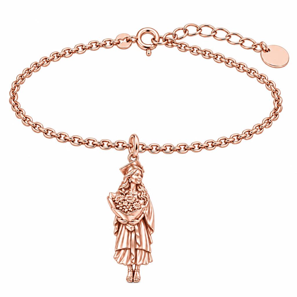 New Horizons Graduate Charm Bracelet Set – rose gold, front view