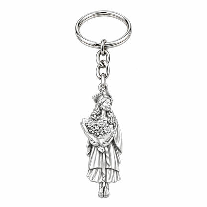 New Horizons Graduate Charm Keychain – silver, front view