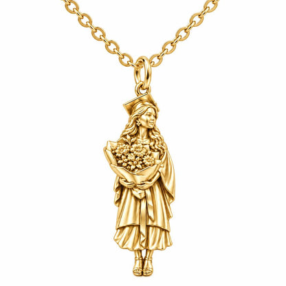 New Horizons Graduate Charm Necklace Set – 18K gold, front view