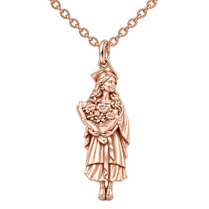 New Horizons Graduate Charm Necklace Set – rose gold, front view