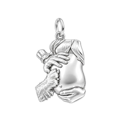 New Life and Paws Charm Bracelet – Personalized Mom Gift – silver charm, front view