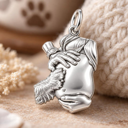 New Life and Paws Charm Bracelet – Personalized Mom Gift – macro detail of the charm
