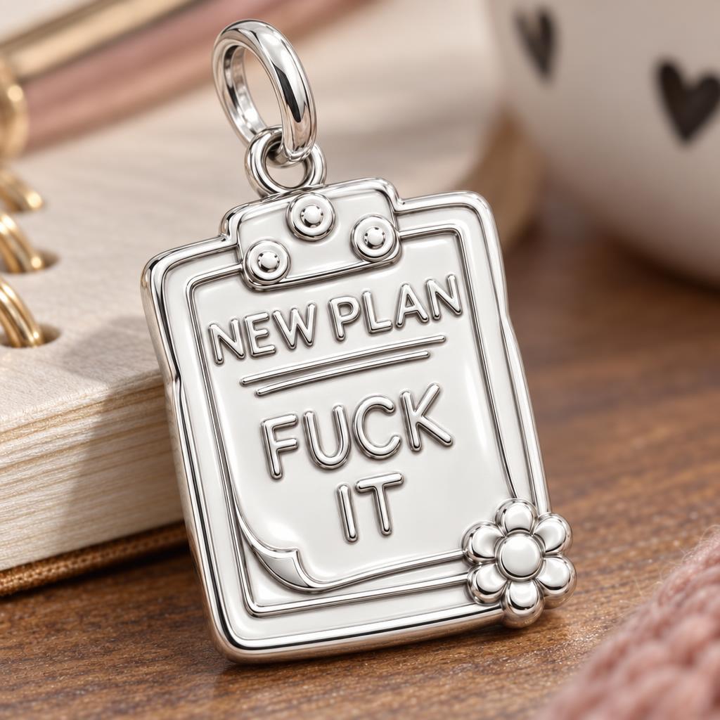 New Plan Clipboard Charm Bracelet – Personalized Bestie Gift – macro detail of the charm