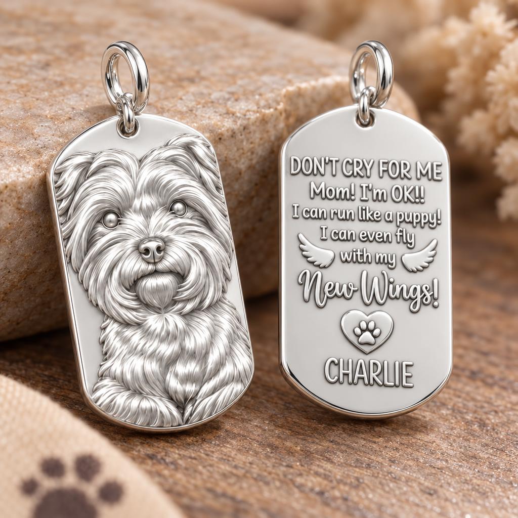 New Wings Pet Portrait Charm Bracelet – Personalized Dog Mom Gift – macro detail of the charm